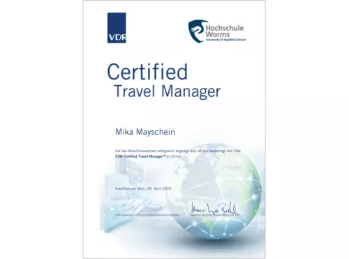Certified Travel Manager Urkunde | VDR-Akademie HS-Worms